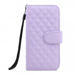 Wholesale Samsung Galaxy Note 4 Quilted Flip Leather Wallet Case w Stand and Strap (Light Purple)